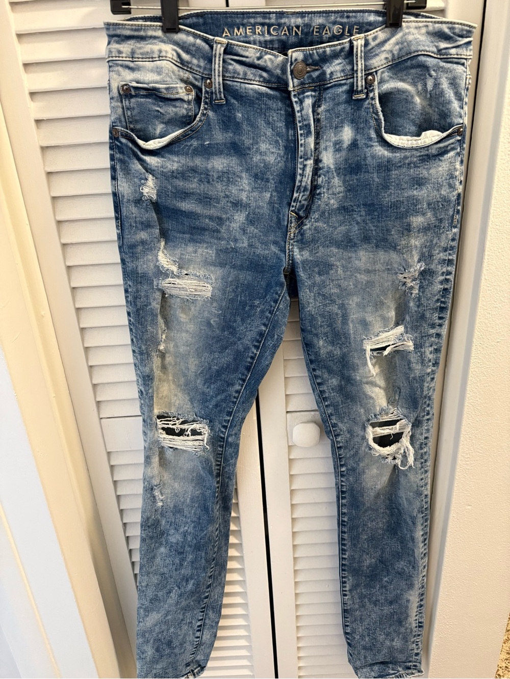American Eagle X Young Money Men's Distressed Blue Skinny Jeans